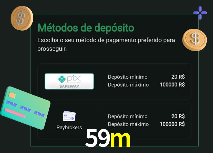 O cassino 59m oferece uma grande variedade de métodos de pagamento